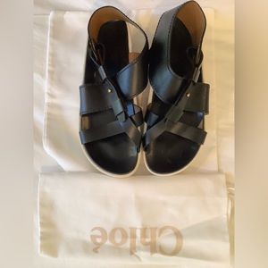 Chloe platform leather strap sandals with dust bags